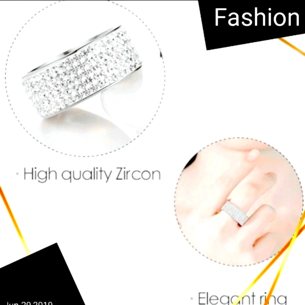 Womens Ring 5 Row Sparkling AAA crystal Band Ring Engagement Wedding NWT - Picture 6 of 12